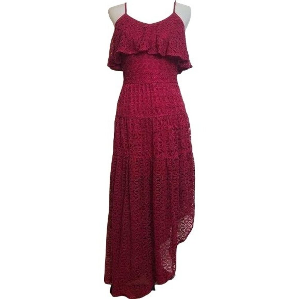 Anthro Foxiedox Rayna Asymmetrical Lace Pink Dress